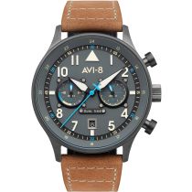 AVI-8 AV-4088-04 Carey Dual Time Mens Watch 44mm 5ATM