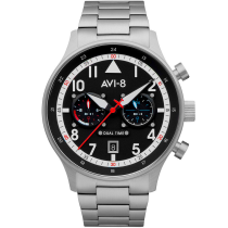 AVI-8 AV-4088-11 Carey Dual Time Mens Watch 44mm 5ATM