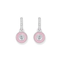 Thomas Sabo CR723-691-9 Silver hoop earrings w. pink pendant & zirconia 