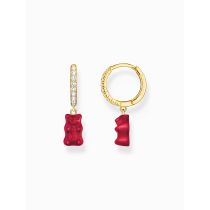 Thomas Sabo CR726-414-10 Gold single hoop earrings w. red Goldbears 