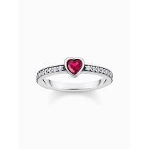 Thomas Sabo TR2448-640-10-56 Silver solitaire ring red stone