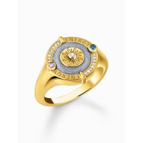 Thomas Sabo TR2449-974-1-56 Gold-plated signet ring sun symbol