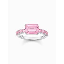 Thomas Sabo TR2451-051-9-56 Silver solitaire ring pink stones